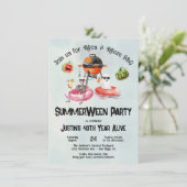 Invitation Barbecue de jardin Fête prénatale Baby-Q (Debout devant)