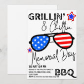 Invitation Barbecue de jour de commémoration avec lunettes de (Devant / Derrière)
