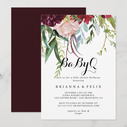 Invitation Barbecue de luxe Whimsical Boho BabyQ Baby shower (Devant / Derrière)