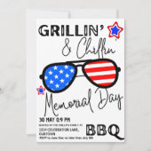 Invitation Barbecue de Memorial Day dans le jardin avec des l (Devant)