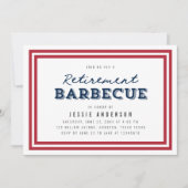 Invitation Barbecue de retraite Red White and Blue Stars (Devant)
