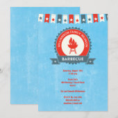 Invitation barbecue de réunion de famille rouge bl (Devant / Derrière)