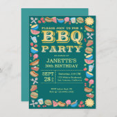 Invitation Barbecue de thème de fête d'anniversaire de BBQ (Devant / Derrière)