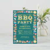 Invitation Barbecue de thème de fête d'anniversaire de BBQ (Debout devant)