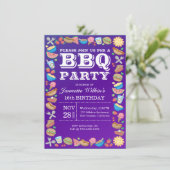 Invitation Barbecue de thème de fête d'anniversaire de BBQ du (Debout devant)