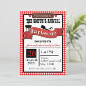 Invitation barbecue d'été BBQ à carreaux (Debout devant)