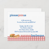 Invitation Barbecue d'été Red en vichy 4 juillet (Devant / Derrière)