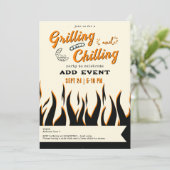 Invitation Barbecue et détente, fête décontractée rétro grill (Debout devant)