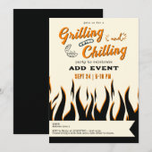 Invitation Barbecue et détente, fête décontractée rétro grill (Devant / Derrière)