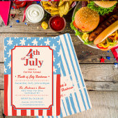 Invitation Barbecue familial Étoiles et Rayures Rouge Blanc &