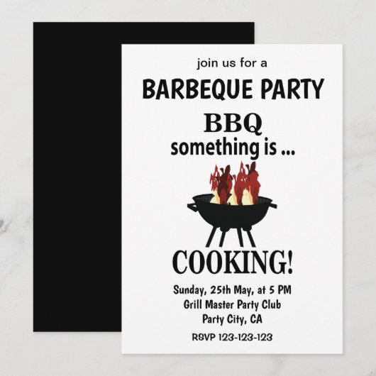 Invitation Barbecue Fête Moderne d'Été BBQ (Devant / Derrière)