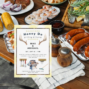 Invitation Barbecue & Fixation de bois de cerf Jaune Enterrem