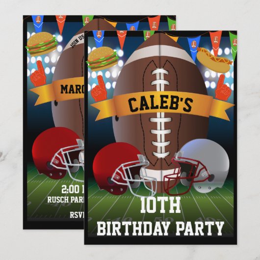 Invitation Barbecue & Football Party d'anniversaire au Barbeq (Devant / Derrière)