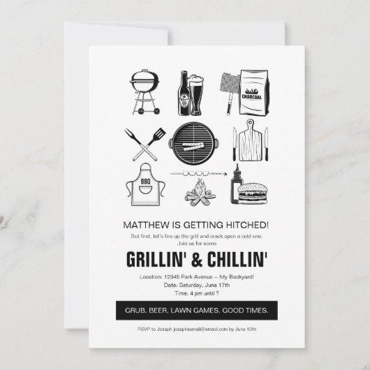 Invitation Barbecue Grillin' & Chillin Bachelor Party (Devant)