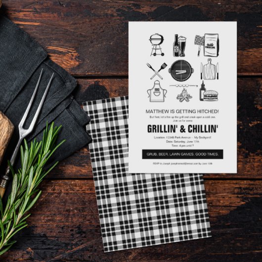 Invitation Barbecue Grillin' & Chillin Bachelor Party
