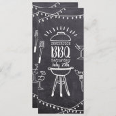 Invitation barbecue jardin de fête tableau noir ba (Devant / Derrière)