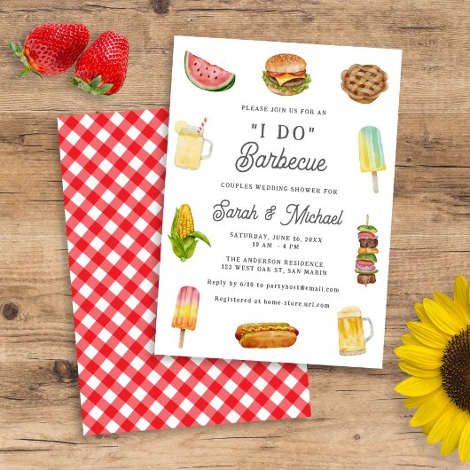 Invitation Barbecue Mariage Moderne à l'Aquarelle