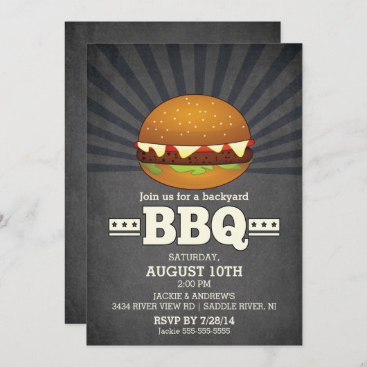 Invitation Barbecue moderne Chalkboard (Devant / Derrière)