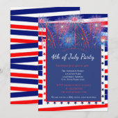 Invitation Barbecue Patriotique 4 juillet feux d'artifice (Devant / Derrière)