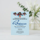 Invitation Barbecue Patriotique Fleurs Demi-Bordure Haut (Debout devant)