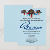 Invitation Barbecue Patriotique Fleurs Demi-Bordure Haut (Devant / Derrière)