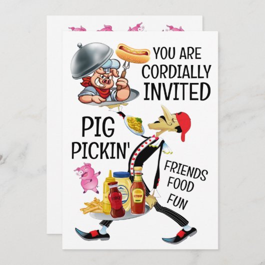 Invitation Barbecue / Pig Pickin' (Devant / Derrière)