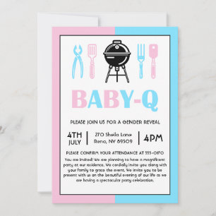 Invitation Barbecue pour la révélation du sexe du bébé Q