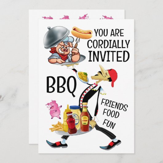 Invitation Barbecue / Repas champêtre avec porc effiloché (Devant / Derrière)