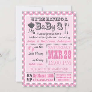 Invitation Barbecue rose BaByQ Baby shower Polka Point