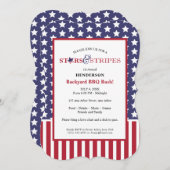 Invitation Barbecue rouge blanc et bleu (Devant / Derrière)