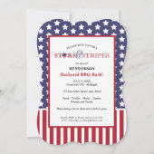 Invitation Barbecue rouge blanc et bleu (Devant)
