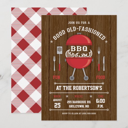 Invitation Barbecue Rustique (Devant / Derrière)