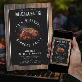 Invitation Barbecue Rustique 70e fête d'anniversaire