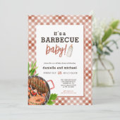 Invitation Barbecue Rustique Brun Baby Shower (Debout devant)