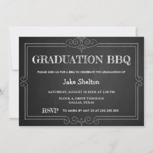 Invitation Barbecue rustique Chalkboard   manuscrit