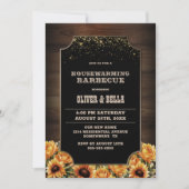 Invitation Barbecue Rustique Floral Bois (Devant)