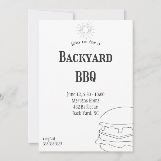 Invitation Barbecue Rustique Plaid (Devant)