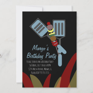 Invitation Barbecues d'été Kabobs Parc Anniversaire Pap