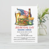 Invitation Barbecues et boissons du Memorial Day | Fête de ba (Debout devant)