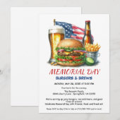 Invitation Barbecues et boissons du Memorial Day | Fête de ba (Devant / Derrière)