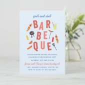 Invitation Barbeque Chill and Grill fête Bleu (Debout devant)