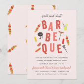 Invitation Barbeque Chill and Grill fête Rose (Devant / Derrière)