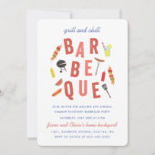 Invitation Barbeque fête blanche Chill and Grill (Devant)