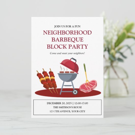 Invitation Barbeque Quartier Fun Block Party (Debout devant)