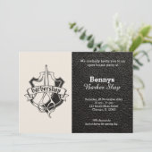 Invitation Barbershop look cuir jour ouvert (Debout devant)