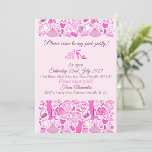 Invitation Barbiecore rose et rose chaud