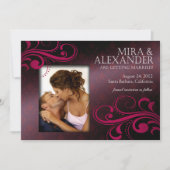 Invitation Barbizon Damask Scroll - eggplant|magenta Mariage (Devant)