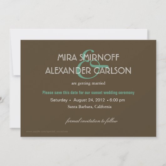Invitation Barbizon Damask Scroll - marron|teal Faire part de (Dos)