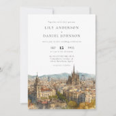 Invitation Barcelona Destination Elegant Photo Wedding (Devant)