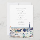 Invitation BARCELONA Espagne Skyline Destination Mariage de v (Devant)